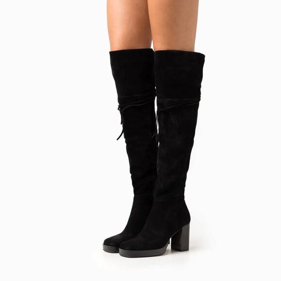 Free People Shoes - Free People Echo Black Suede Over the Knee Platform Boots Women's 37.5 NEW